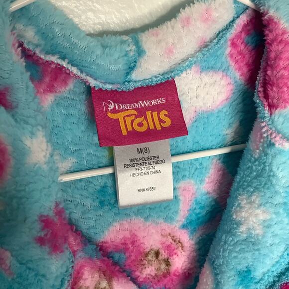 Dreamworks Trolls Blue Pink Hooded Robe Medium 8 - Picture 4 of 4